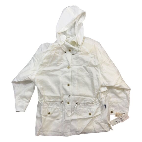 Izzi Mountain Parka Women's Large White Long Sleeve Hooded Drawstring Button-Up - Picture 1 of 10